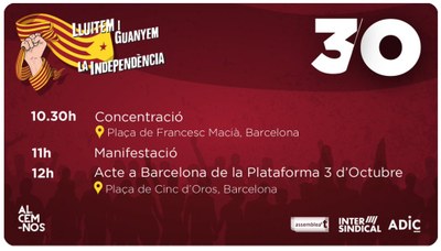 Diumenge 3 d'octubre, manifestació a Barcelona