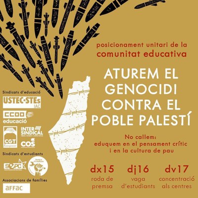 La comunitat educativa de Catalunya amb el poble Palestí
