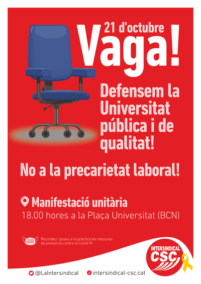 Vaga 21-O: per una universitat pública i de qualitat, NO a la precarietat laboral
